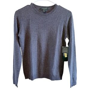 NEW Ralph Lauren Petite Small Merino Silk Cashmere Sweater Crewneck Gray